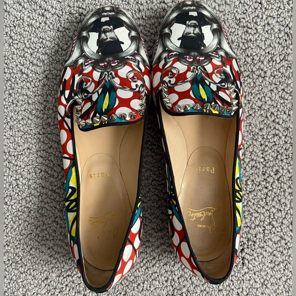 Christian Louboutin Multicolor Printed Fabric Smoking Slippers Size 39.5 / 9 - Picture 2 of 7